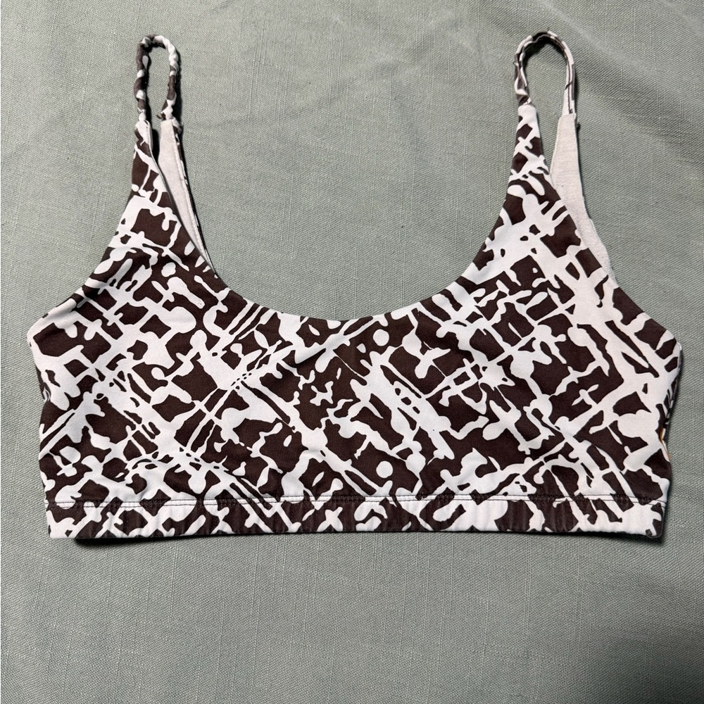 Gray and White Patterned Sports Bra